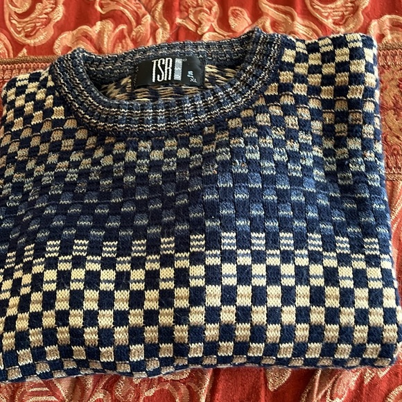 Men’s TRS long sleeve blue multi colored sweater in XL 100% acrylic in good/exce - Picture 5 of 5